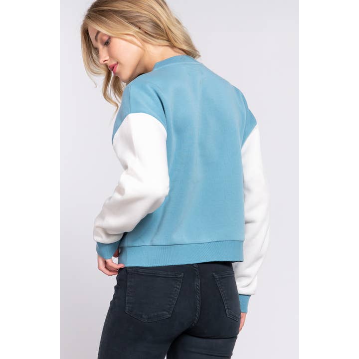Apolline - Wholesale Varsity/Baseball Jacket - Women's - COLOR BLOCK BRUSHED VARSITY FLEECE JACKET16
