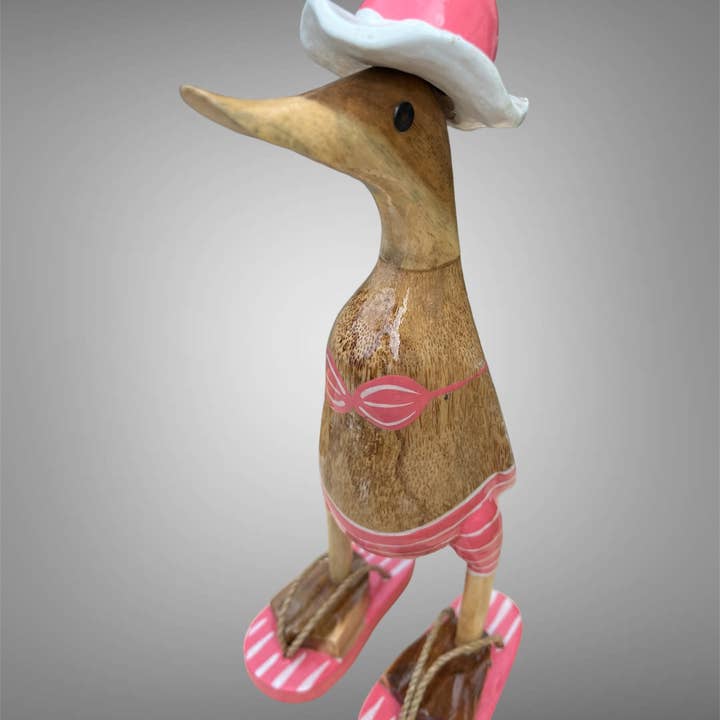 Batik Indah - Wholesale Ornament - Bamboo bikini  duck - 25 cm , pink. Handmade in Bali