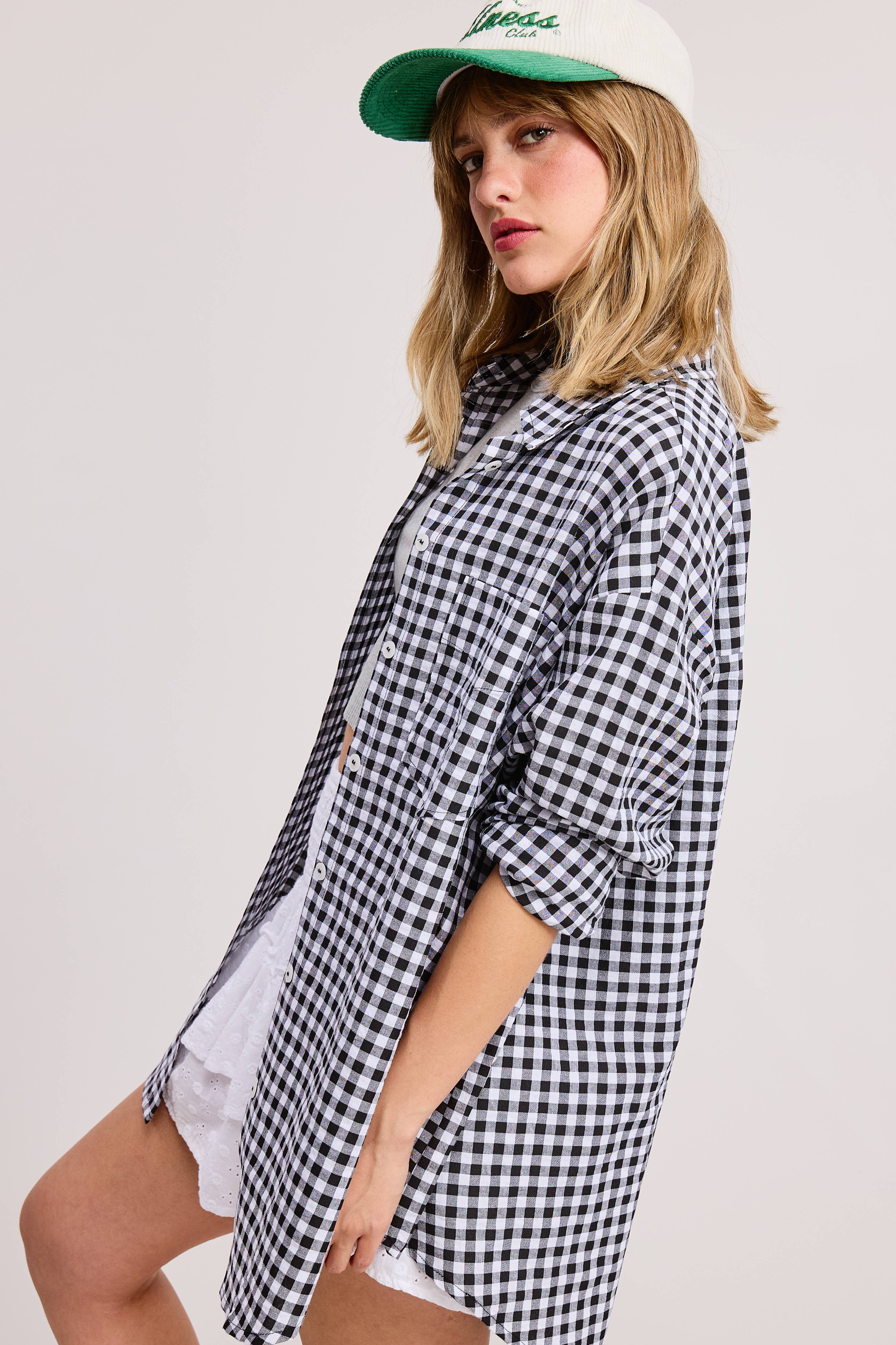 Mimosa - Wholesale Button Down Shirt - Women's - Oversized Gingham Button Down Shirt22