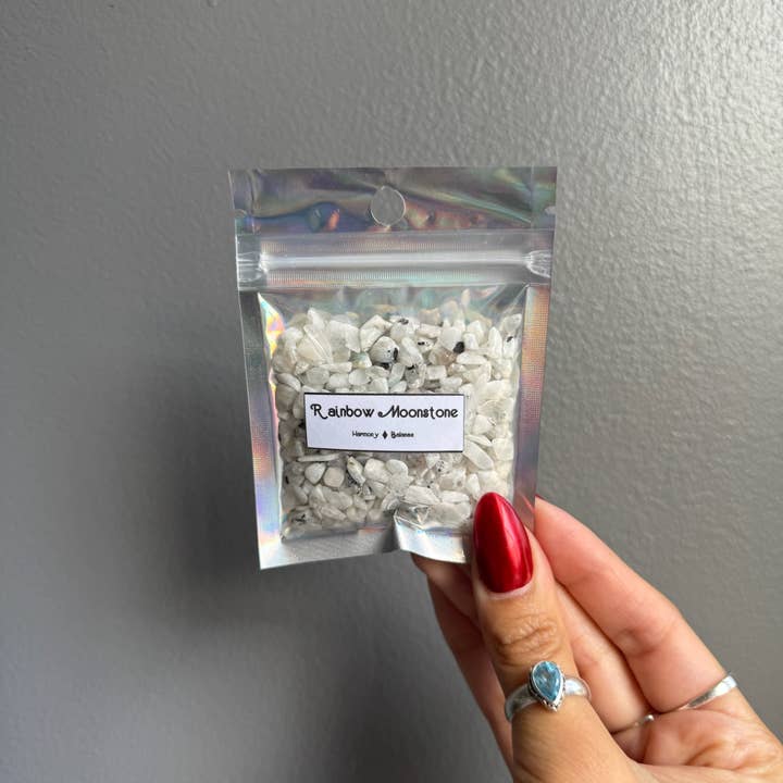 Sapphire & Sage - Wholesale Spiritual Stone/Crystal - Rainbow Moonstone Crystal Chip Bags