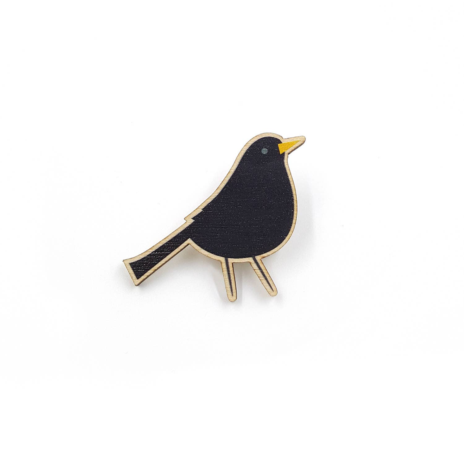 sonst noch was? – Engroshandel Reversnål/knap – Træ Pin Badge „Blackbird“ (FSC-certificeret træ)