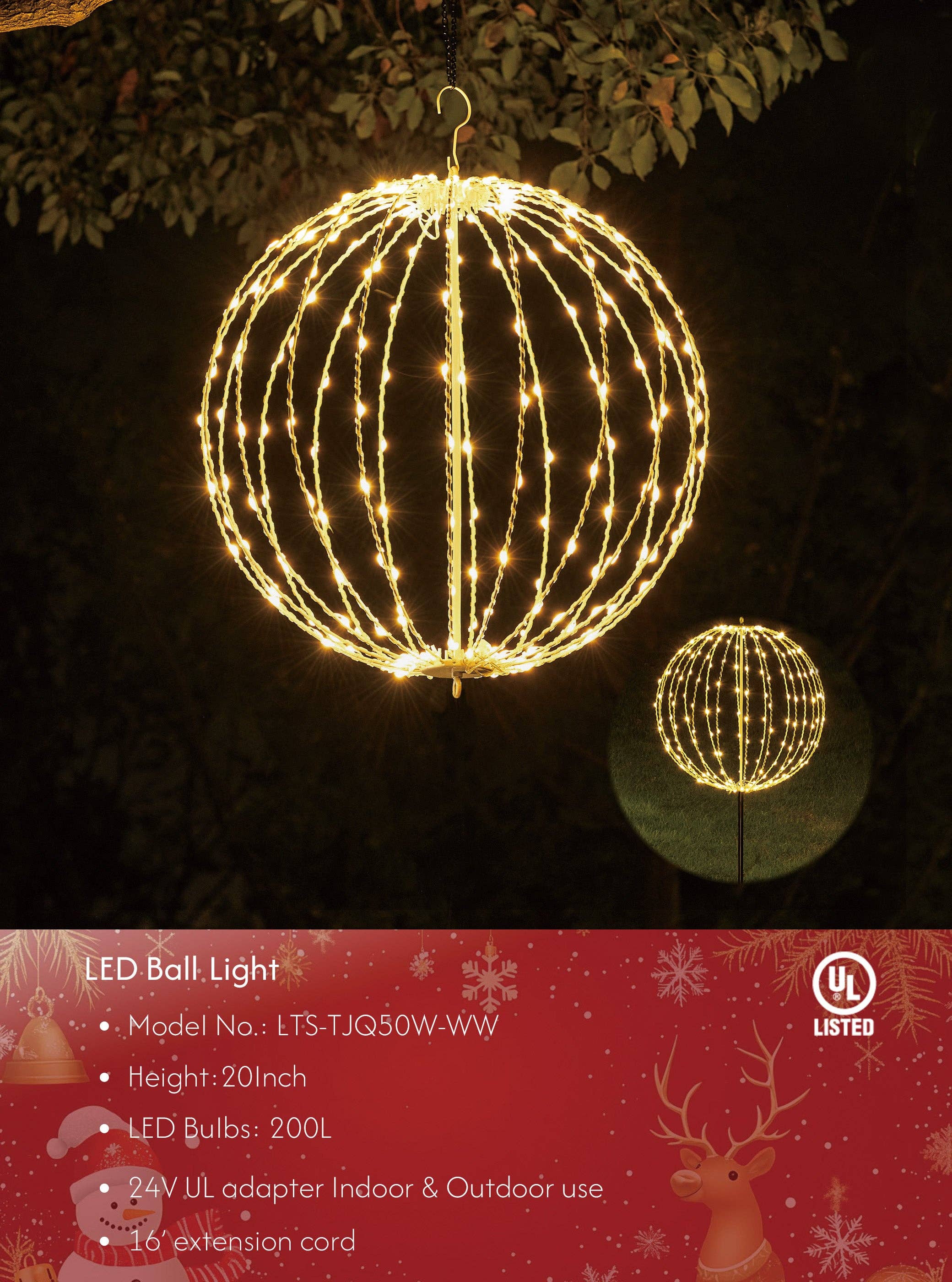 LIGHTSHARE - Wholesale Outdoor/Lawn Light - LED Ball Light, Warm White, Various Sizes and Finishes30