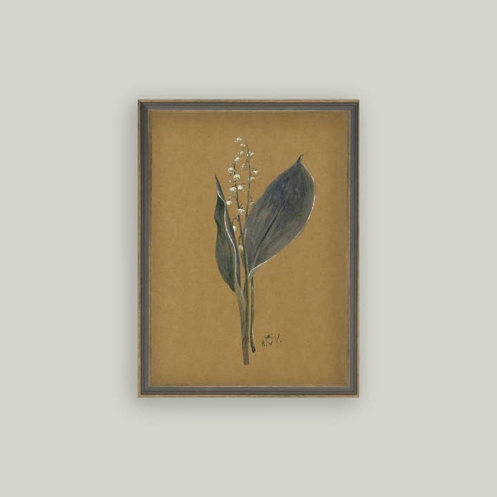 Petal Lane Home - Wholesale Art Print - Lily On Brown Framed Antique Art