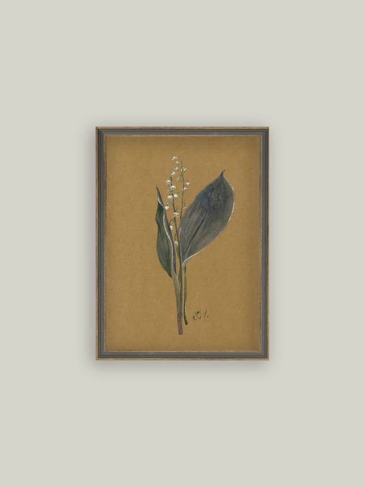 Lilie auf braunem Rahmen, antike Kunst für den Großhandel von Petal Lane Home