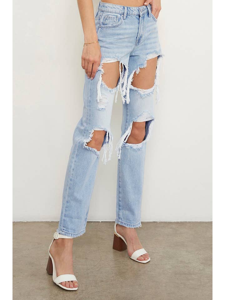 Insane Gene USA - Vendita all'ingrosso Jeans - Donna - Jeans larghi strappati a vita alta6