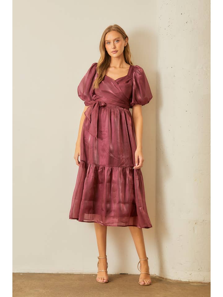 Polagram by Wellmade USA - Wholesale Dress - Women's - WRAP TEIRED MIDI DRESS