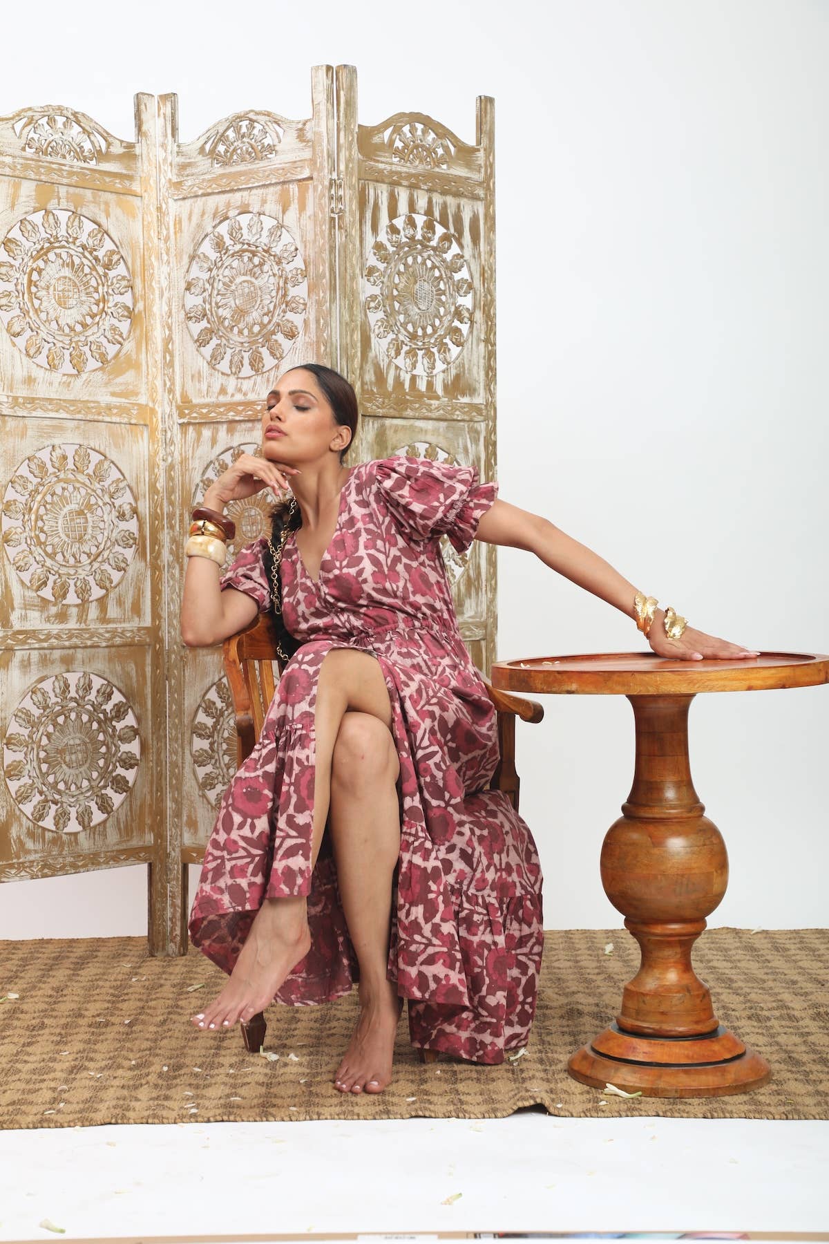 The Fox and The Mermaid - Wholesale Dress - Women's - Emelie Block Printed Dress (Wine)  9