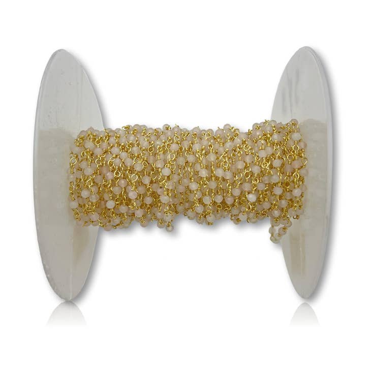 Embrulho Facetado com fio de quartzo rosa 2-FT 3MM por atacado de IST Jewelry