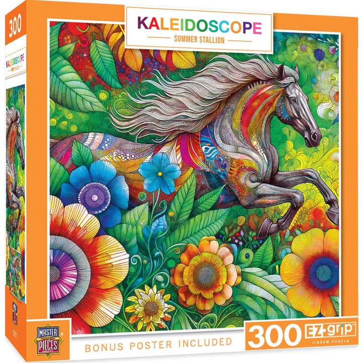 Kaleidoscope - Summer Stallion 300 Piece EZ Grip Jigsaw Puzzle for wholesale by Masterpieces Puzzles