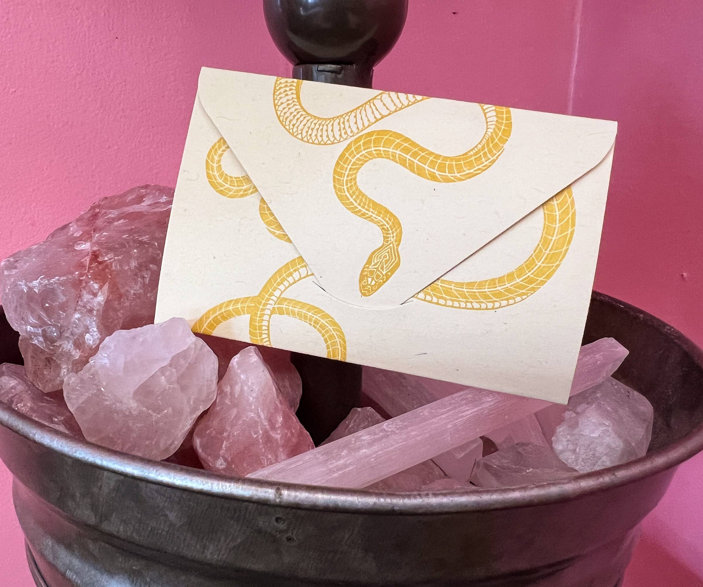 Blackbird Letterpress - Wholesale Everyday Greeting Card - snake yellow gold mini card7