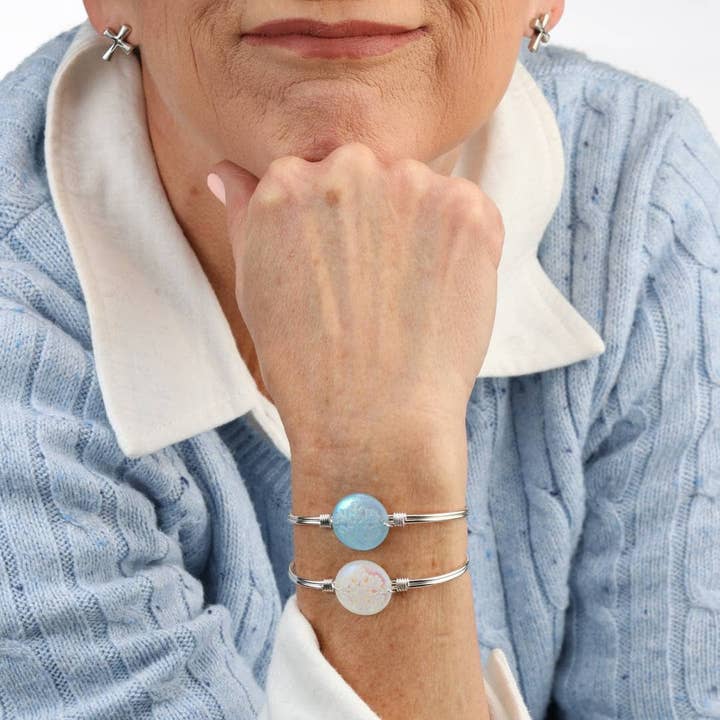 Luca + Danni - Wholesale Bangle Bracelet - AB Frosted Snowflake Bangle Bracelet