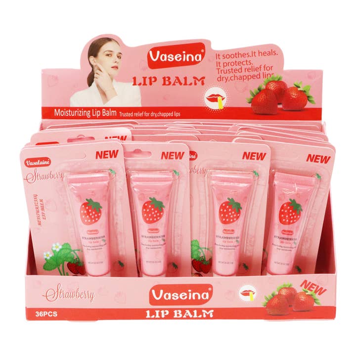 Cap Zone - Wholesale Lip Balm - Strawberry Scented Gel Lip Balm Squeeze Tube - 36 pcs