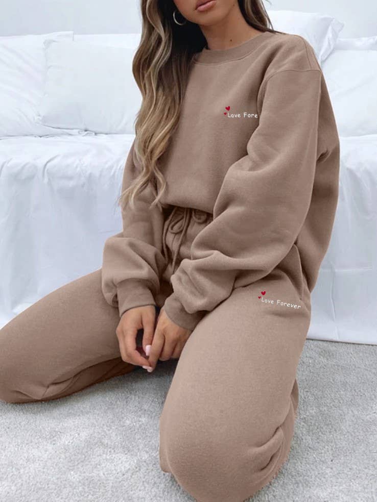 Rosa Clothing - Wholesale Top & Pant Set (NOT Loungewear) - Women's - Hearts Leisure Letter Print Long SleeveSweatshirt Set14