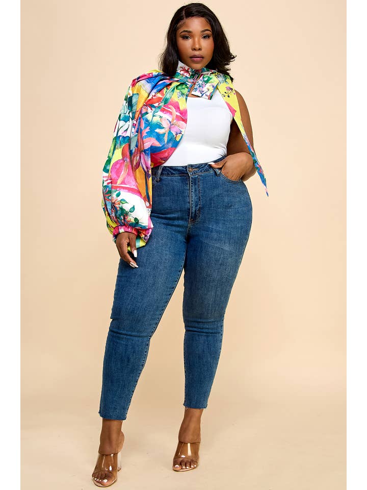 G179 PLUS Blousetop met hoge hals en één ballon en lange mouwen voor groothandel op Faire6