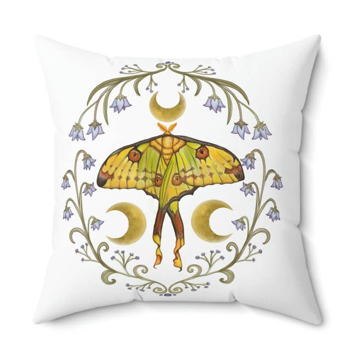 Madagascan Moon Moth Polyester Square Pillow for wholesale by Art By: Julianna McPherson