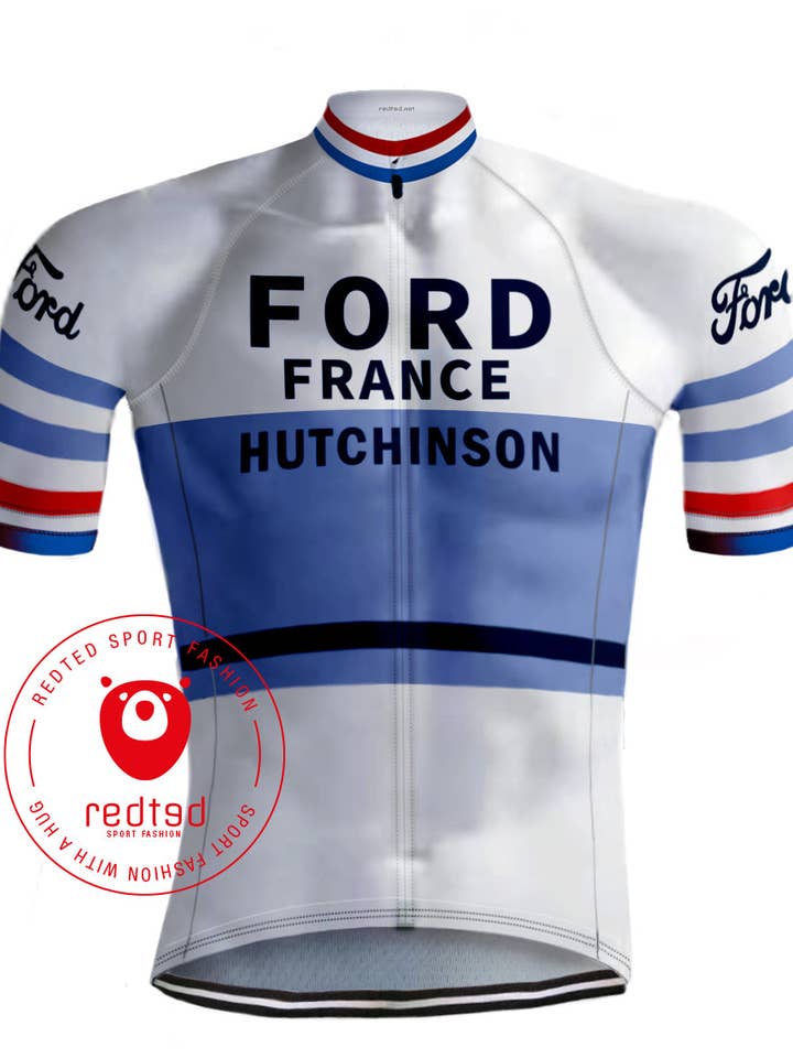 Retro Wielershirt Ford Wit/Blauw - REDTED voor wholesale door REDTED