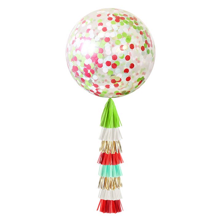 Jumbo Confetti Balloon & Tassel Tail - Christmas for wholesale by Paperboy