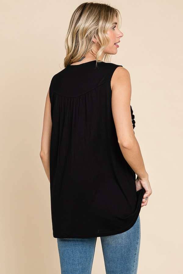 Culture Code - Wholesale Tunic - Women's - CAK1600 - LACE EMBROIDERY NECK TRIN FLARE TANK TOP2