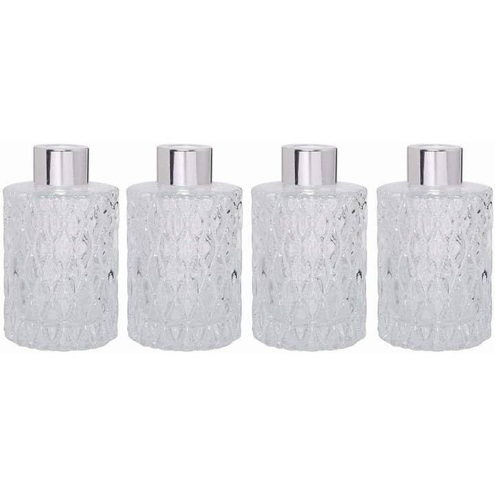 Hosley - Wholesale Oil Warmer - Hosley® Glass Bottle With Silver Lid Set of 4