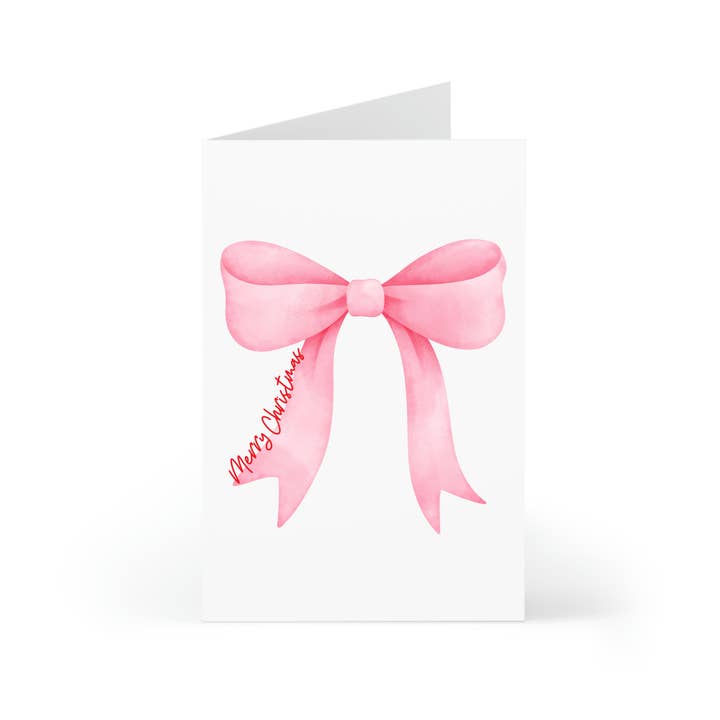 R is for Robo - Wholesale Christmas Card - Coquette Christmas Card Pink Bow Feminine Holiday Cards Cute