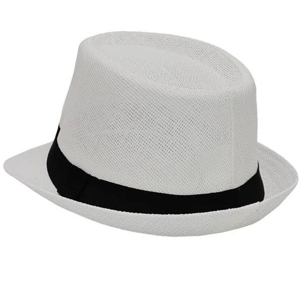 Cap Zone - Venta al por mayor Sombrero de paja - Mujer - Black Band Decor Open Weave Papel Peso Ligero Paja Fedora8