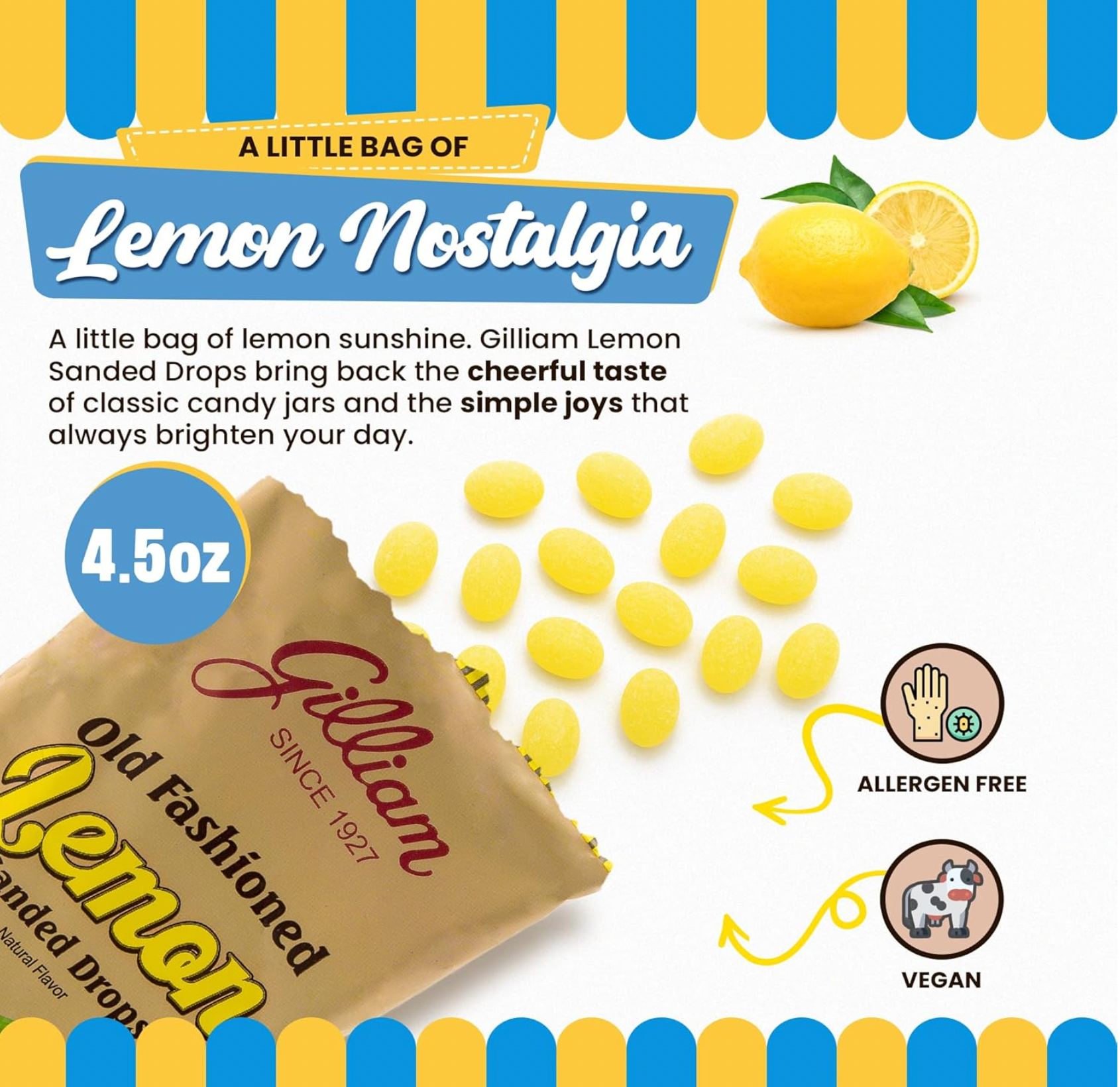 Quality Candy Company - Wholesale Zuigsnoepjes - Gilliam Citroendruppels 12st 4,5oz3