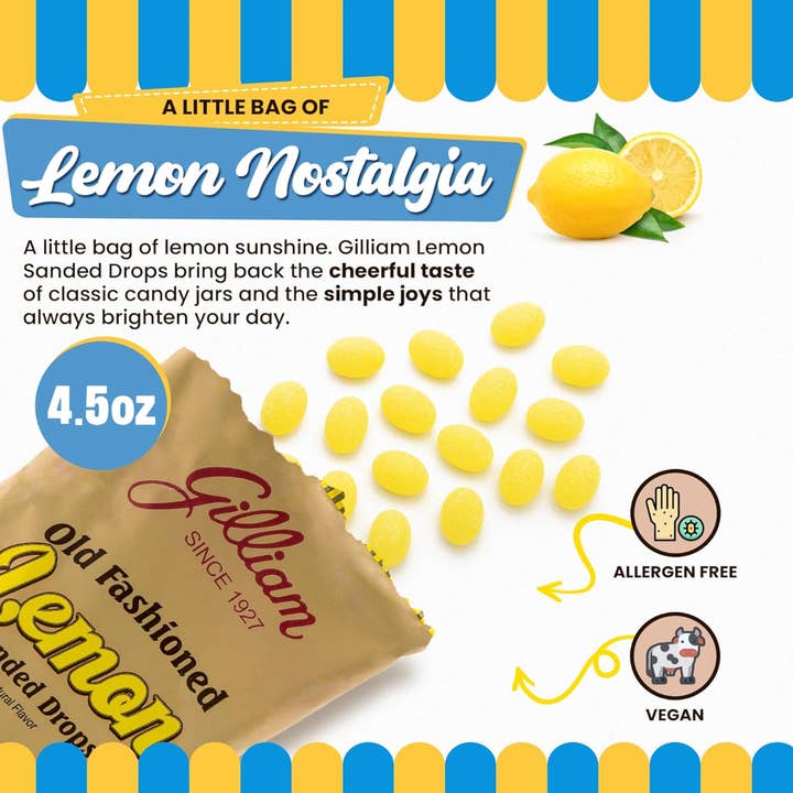 Quality Candy Company - Wholesale Zuigsnoepjes - Gilliam Citroendruppels 12st 4,5oz3