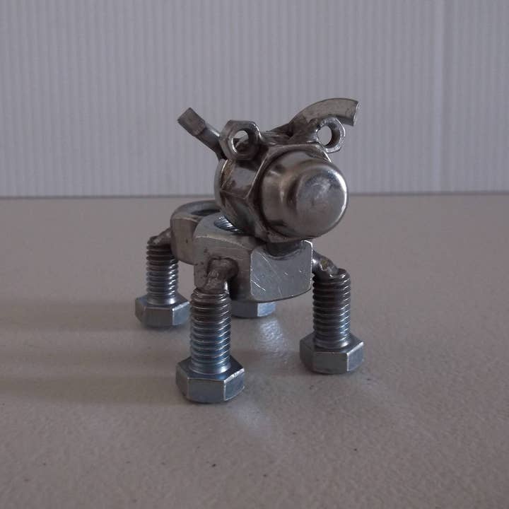 Creations Welded - Vendita all'ingrosso Statuette decorative - Pitbull, statuetta per cani in metallo, arte upcycled, cane in miniatura2