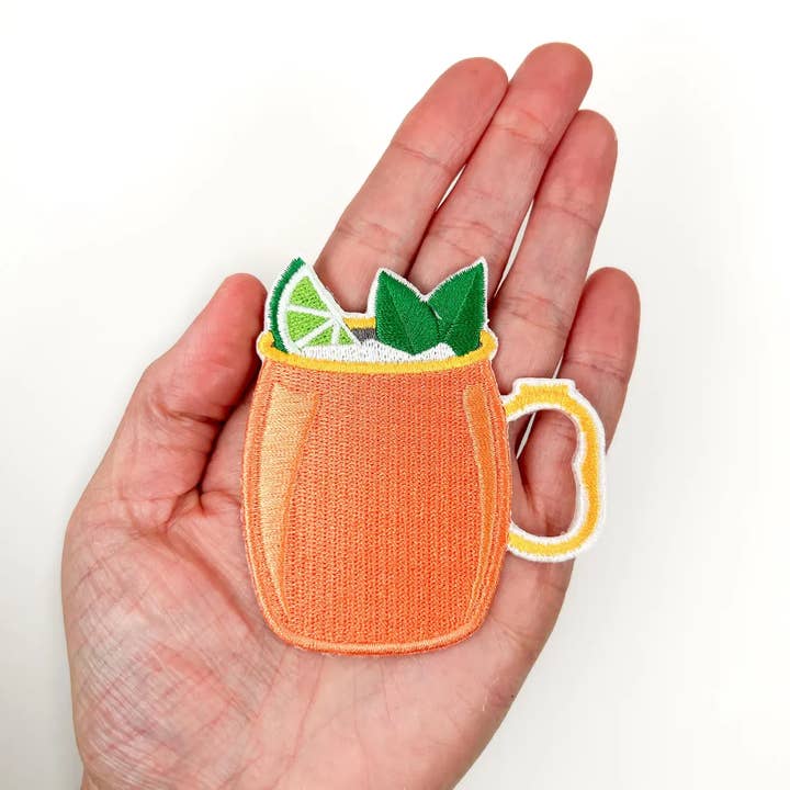 Field Trip Threads - Wholesale Patch - Moscow Mule Mug with Lime Embroidered Iron On Patch Copper2