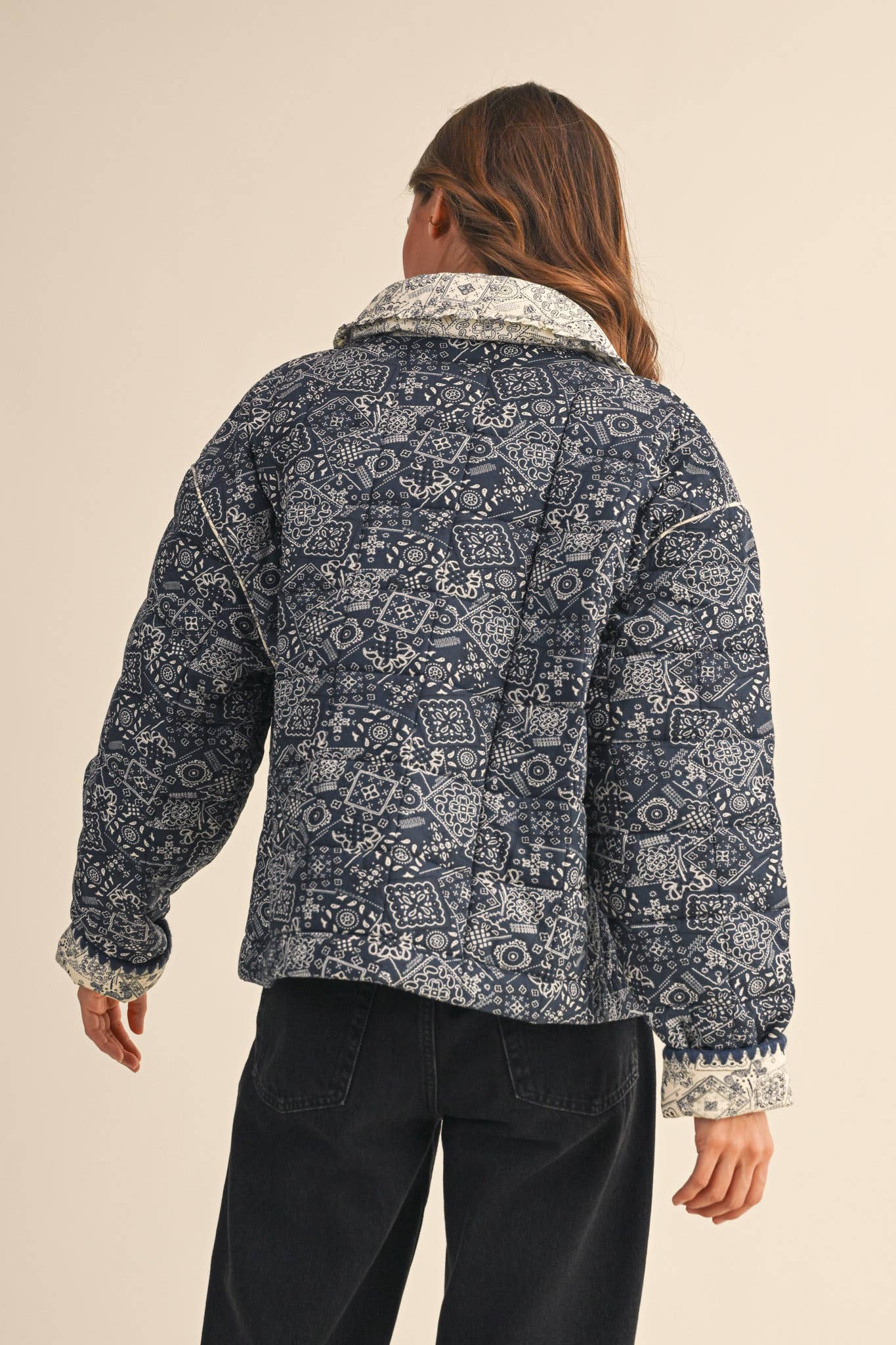 &MERCI - Wholesale Jacket - Women's - QUILTED BANDANA PRINT JACKET MJK412116