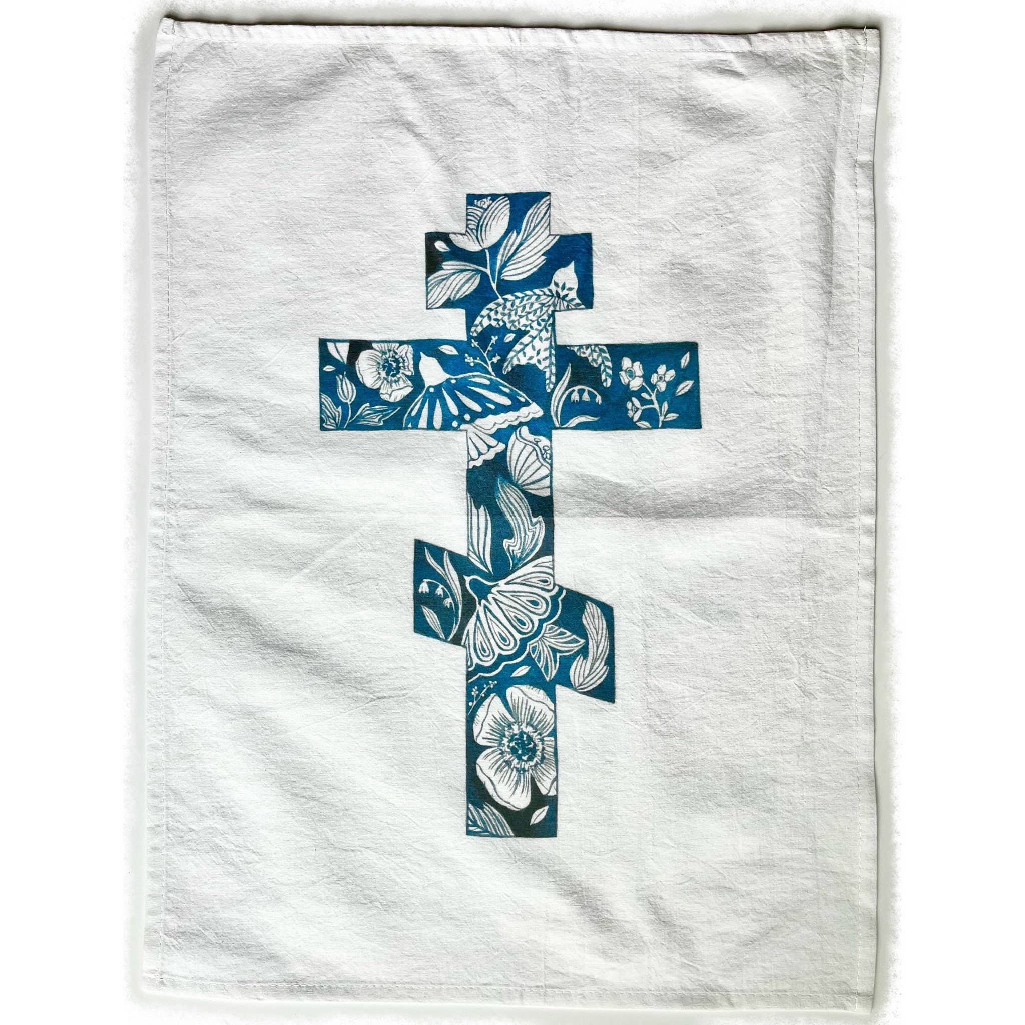 DRAW NEAR DESIGNS, LLC - Wholesale Tea Towel - Cobalt Cross Pascha Basket Cover0