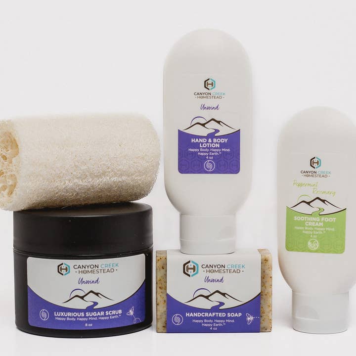 Canyon Creek Homestead LLC - Wholesale Bath & Body Set - Pamper Her Gift Set Unwind Peppermint Lavender