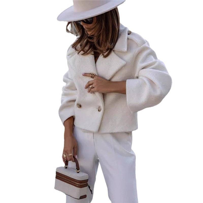 UZ Wholesale Store - Wholesale Coat - Women's - Fashionable Solid Color Woolen Short Coat3