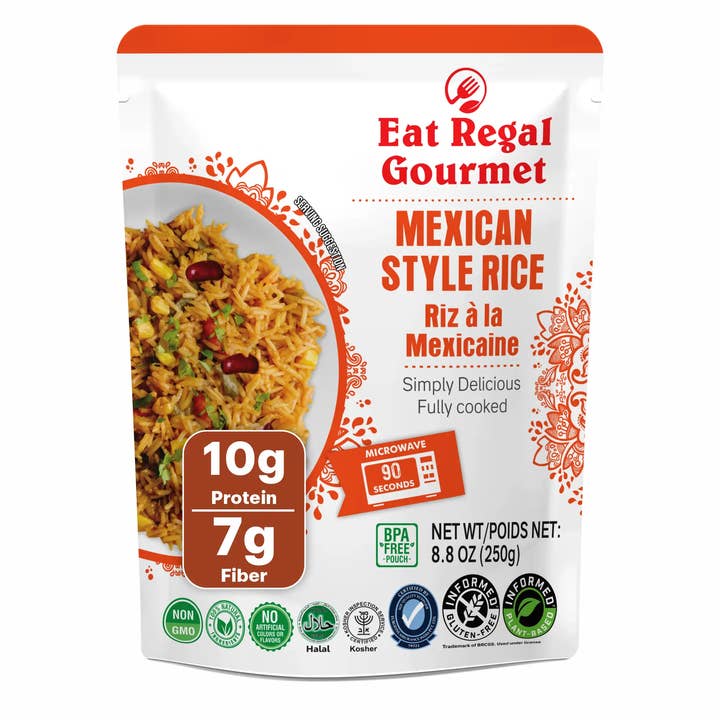 Eat Regal Mexican Style Rice Pouch- 8.8oz for wholesale by Regal Kitchen Foods