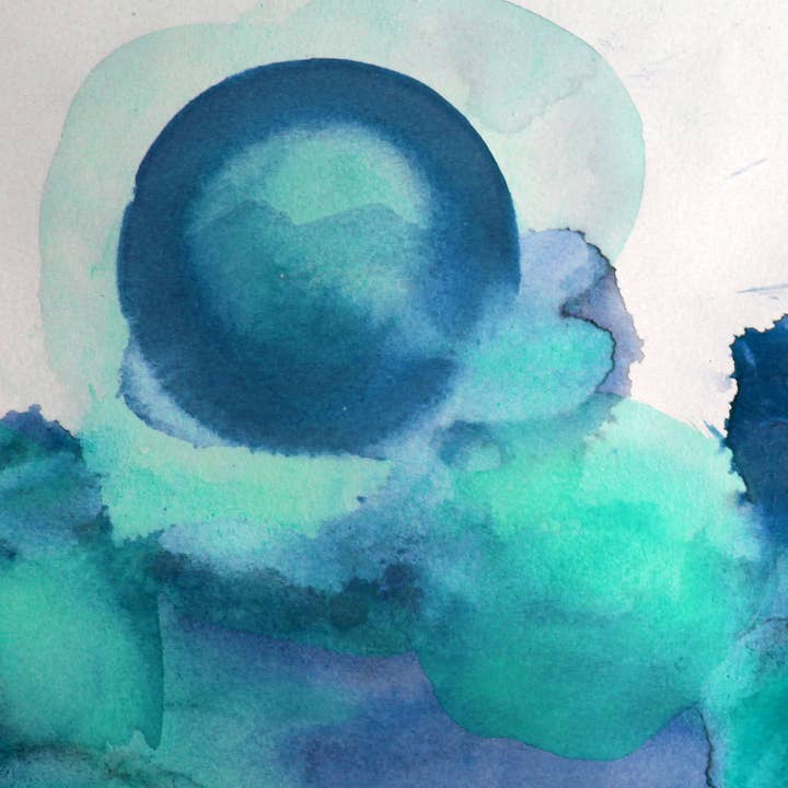 Original Art Watercolor Print Blues Green Bold Modern for wholesale by Abstract Art & Prints