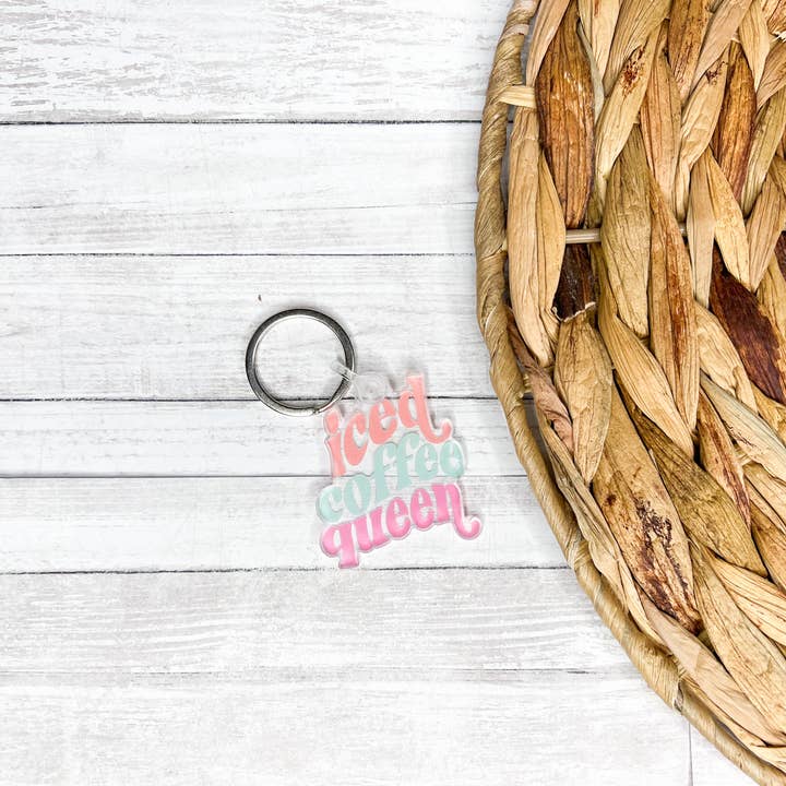 Iced Coffee Queen Keychain for wholesale by Olivia Jean Boutique