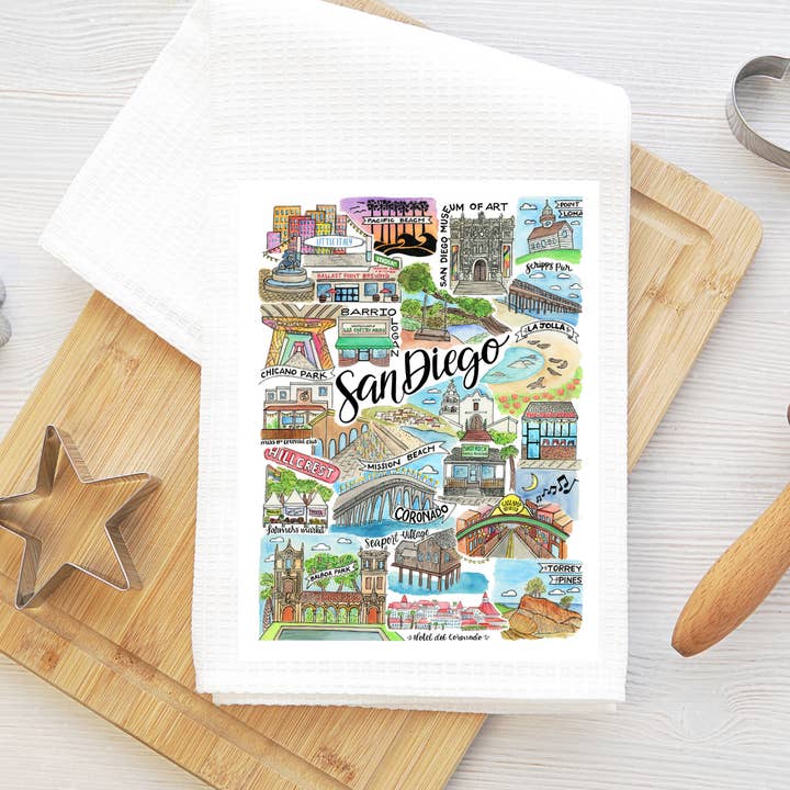 San Diego Classics Tea Towel for wholesale by Mad Kitchen Co.