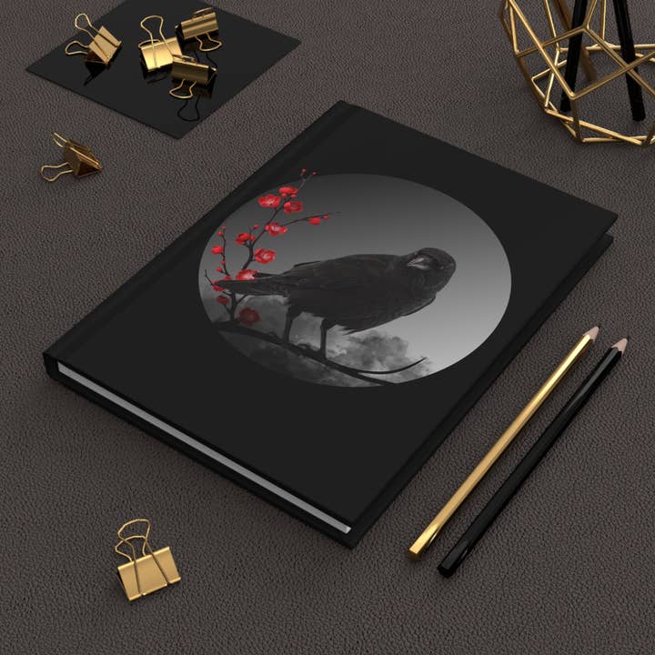 Cuaderno de tapa dura Cuervo Negro con Flores Rojas para venta al por mayor de Happythings76