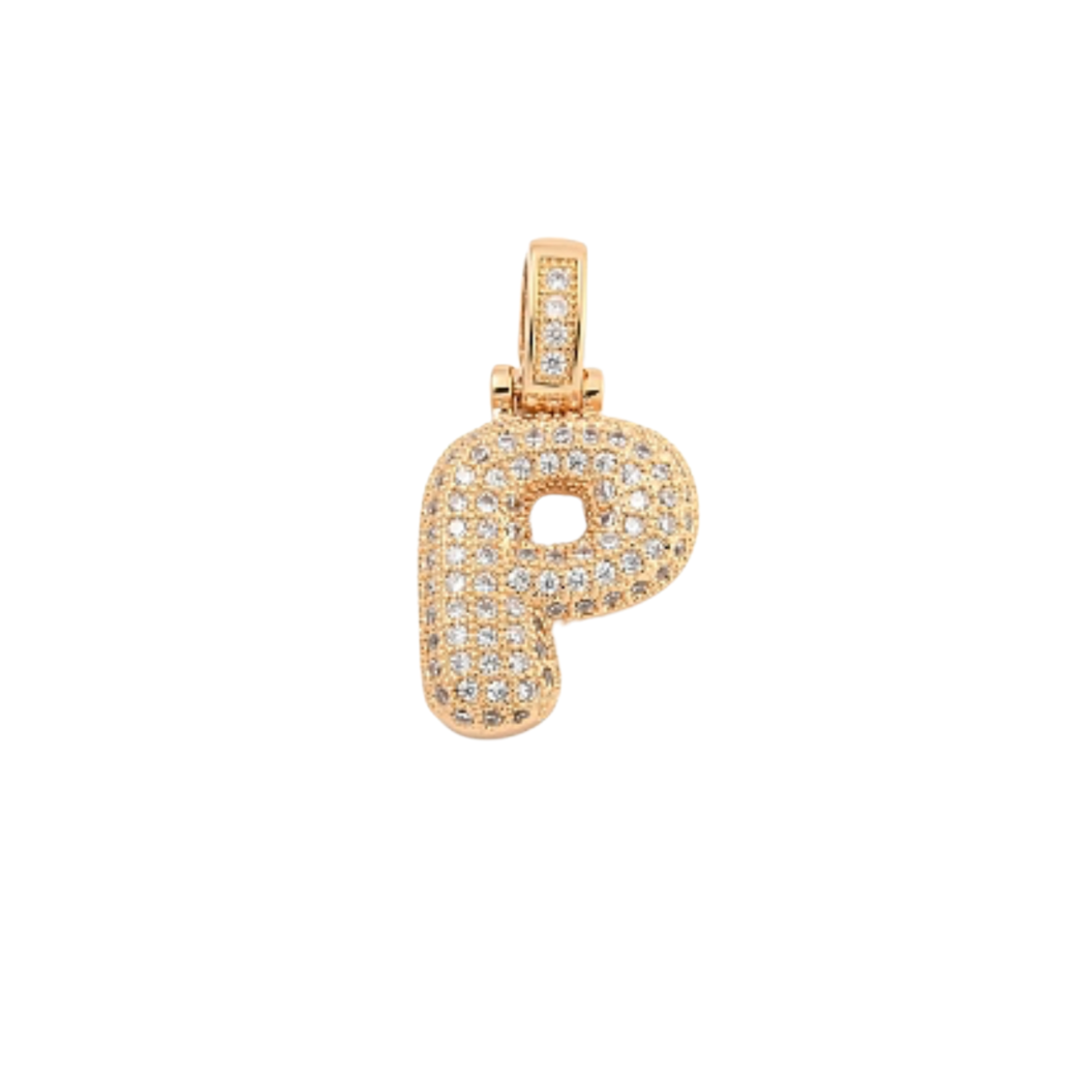 The Charm Bar Company - Wholesale Individual Charm/Pendant - Light Gold Rhinestone Bubble Initial Letter | Alphabet Charm15