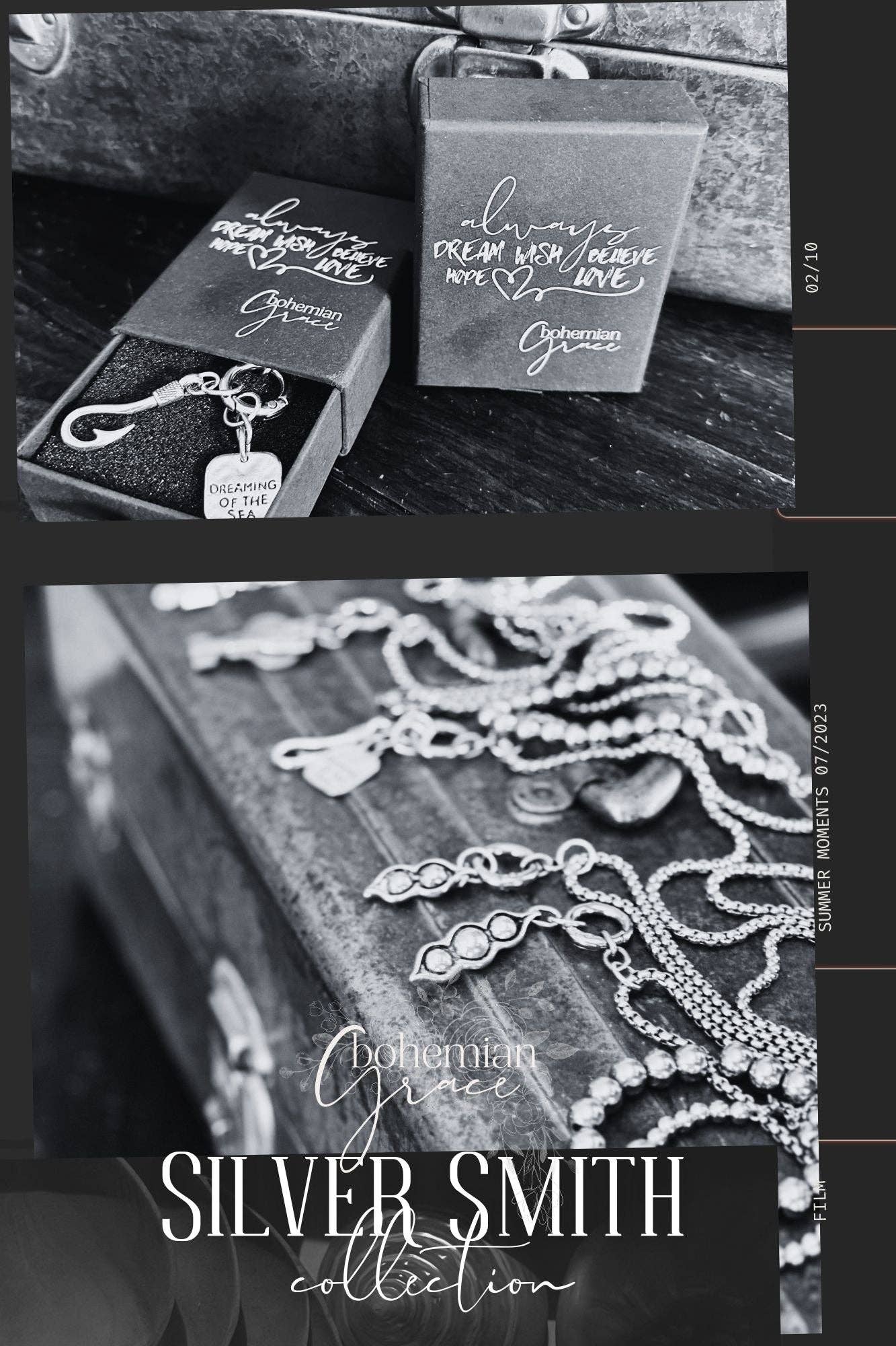 Bohemian Grace - Grace & Grit - Vente Colliers à pendentif - Collier à breloques Key to Love - Collection Silver Smith6