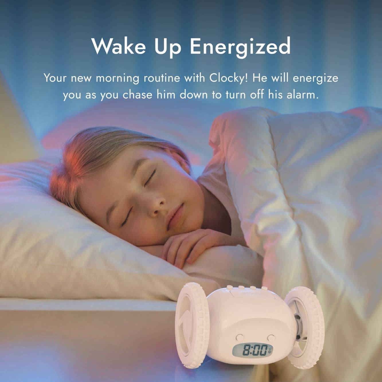 Clocky - Wholesale Wekker - Luid alarmklok op wielen voor zware slapers (wit)5