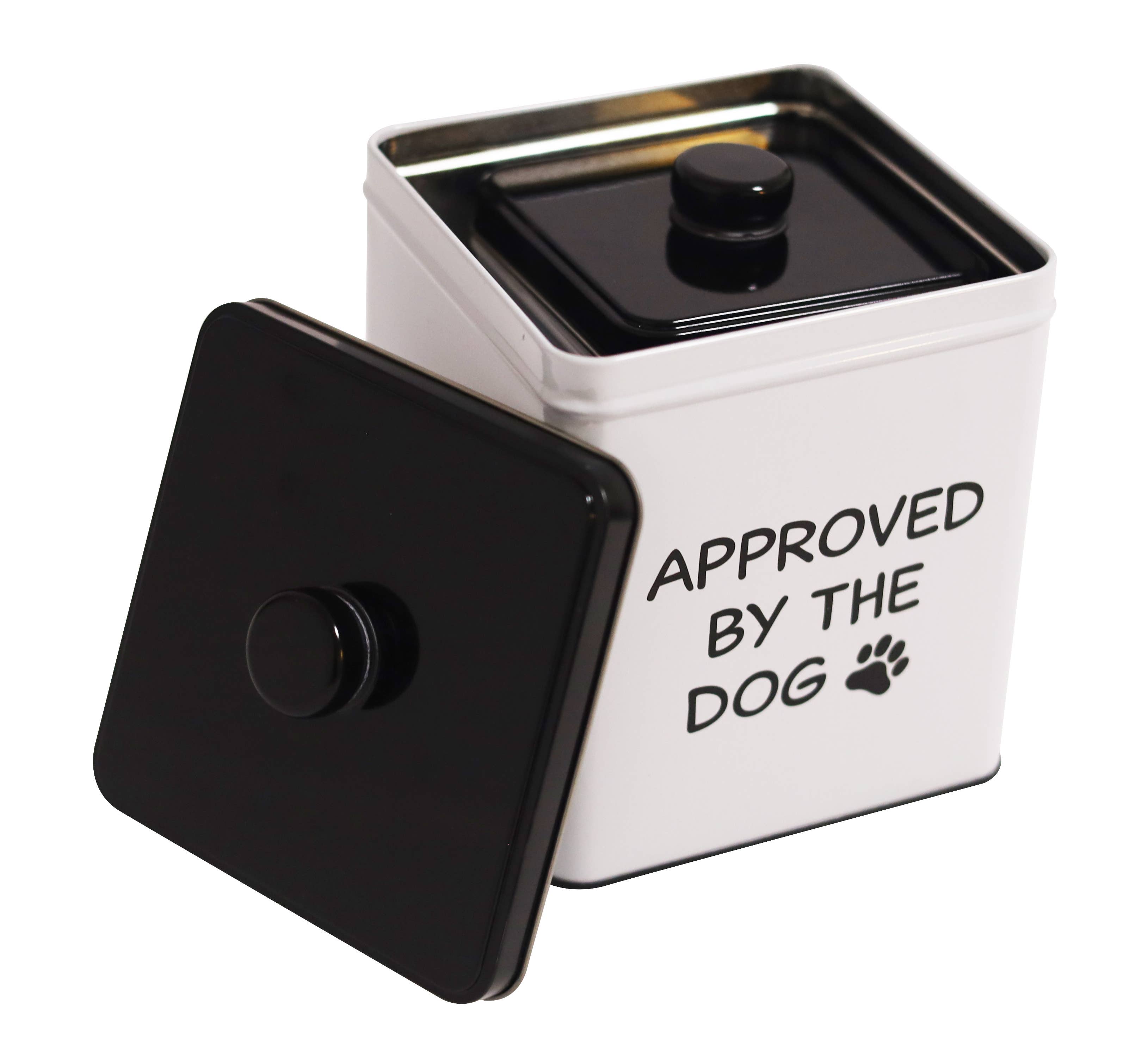 DAHO - Vente Bocal à friandises – chien - Ensemble de 2 boîtes carrées en métal pour friandises pour chiens6