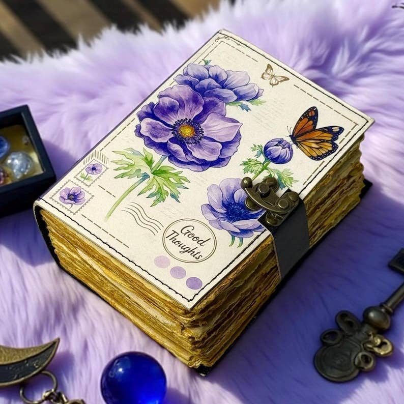 Leatherooze - Vente Journal intime - Journal en cuir floral avec serrure – Journal vintage botanique2