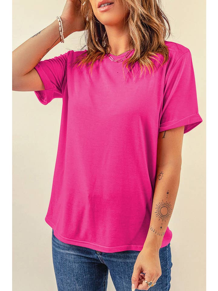 PRETTY BASH - Wholesale T-Shirt - Women's - Solid Short Sleeve Crew Neck Tee87