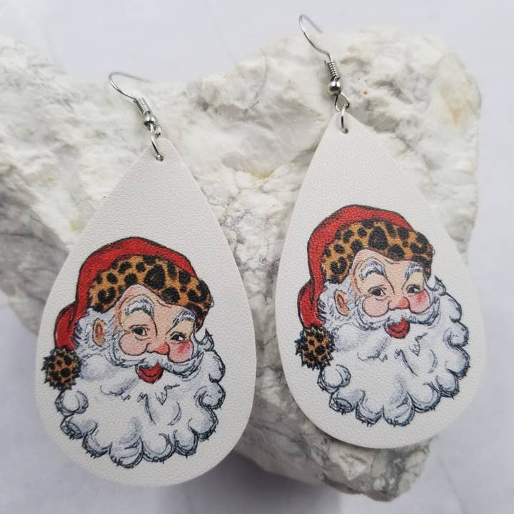 The Pretty Jewellery - Wholesale Dangle Earrings - Santa Leopard Leather Christmas Earrings1