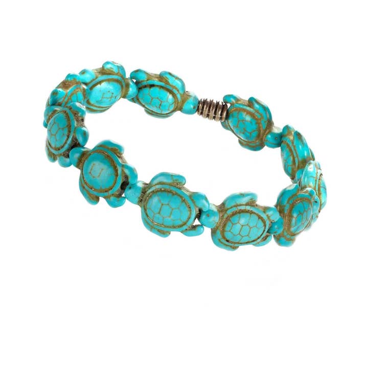 Turtle Stone Bracelet - Turquoise Gem Color for wholesale by Low Tide Island Design