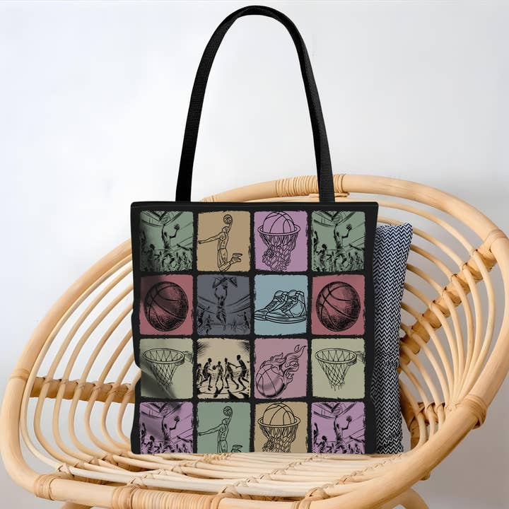 Vintage Basketball Tote Bag for Sporty Everyday Style for wholesale by Vivtrek