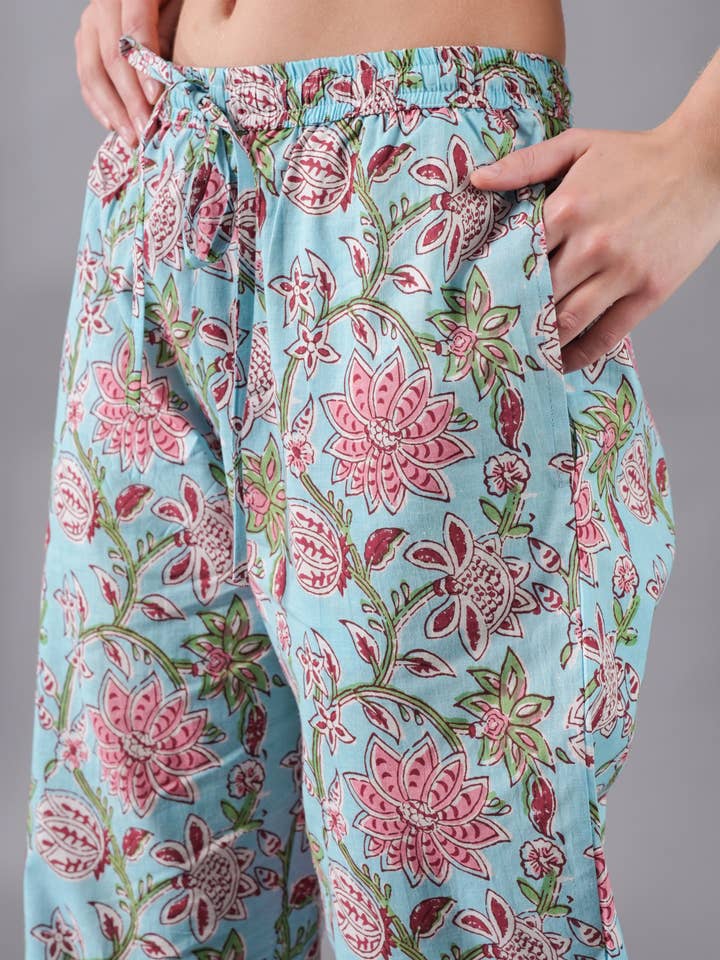 Zillajee - Wholesale Sleepwear Bottom - Women's - Cotton Pajama Pants Women - Blushing Blooms1