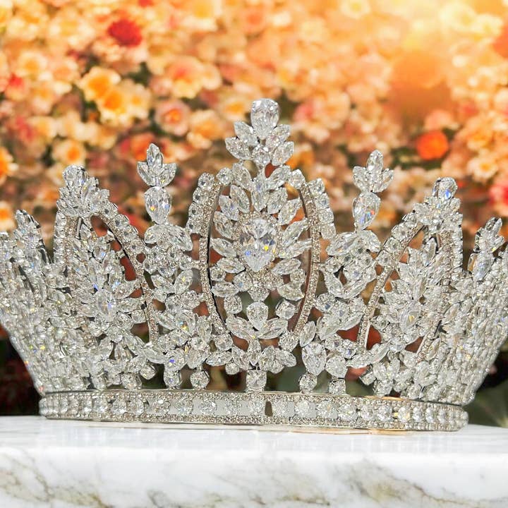 Happy Dream Gifts – wholesale Partyhatt/-krona – Silver Zirkonia krona, Brudkristallkrona, Bröllopskrona2