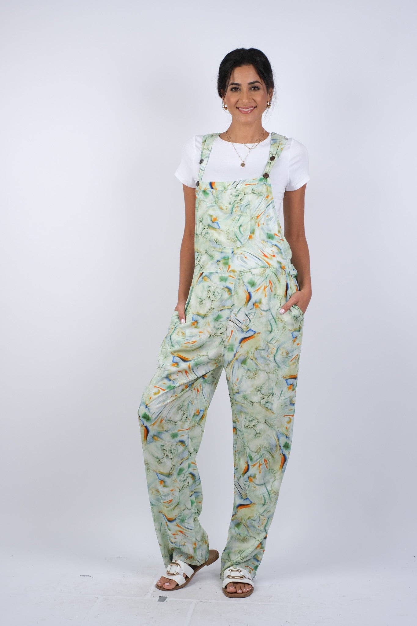 Sacred Threads - Wholesale Overalls - Women's - Abstract Green Marble Overalls0